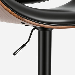 Sweetcrispy Adjustable Bentwood Bar Stools with PU Leather Upholstery and Footrest-Set of 2