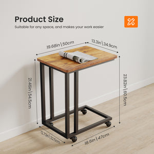 Sweetcrispy C-Shaped Side Table with Removable Casters for Small Spaces