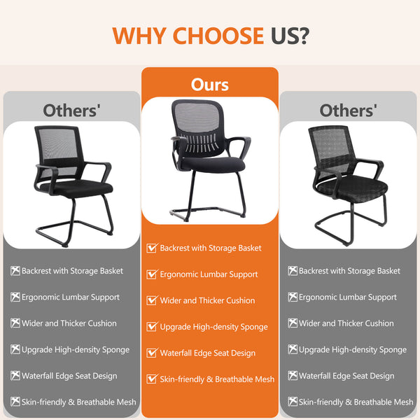 Sweetcrispy Office Chair with Storage Basket for Office