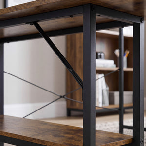Sweetcrispy, L Shaped Computer Desk with Storage Shelves, Corner Office Desk