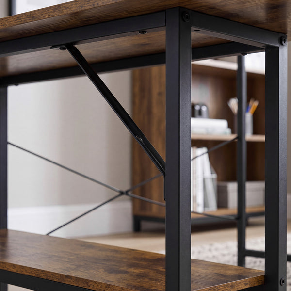 Sweetcrispy, L Shaped Computer Desk with Storage Shelves, Corner Office Desk