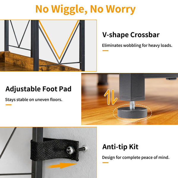 Sweetcrispy 65" 5-Tier L-Shaped Corner Shelf with Metal Frame