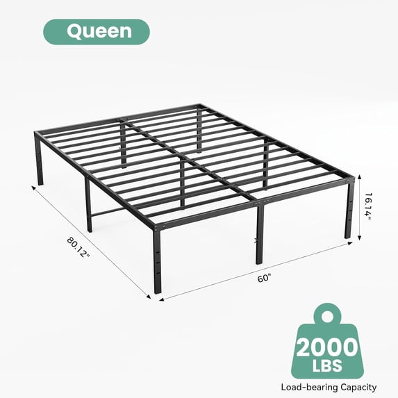 Sweetcrispy Heavy-Duty Metal Platform Bed Frame with Under-Bed Storage