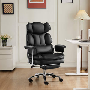Sweetcrispy Computer Chair Leather with Leg Rest for Office