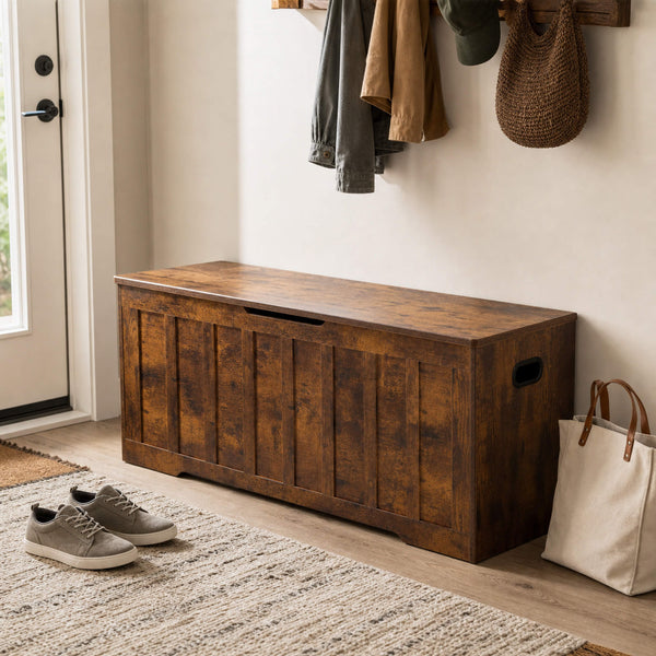 Sweetcrispy Wooden Storage Bench with Soft-Close Lid