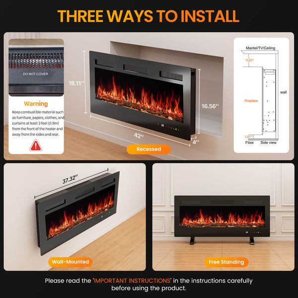 Sweetcrispy Smart Electric Fireplace for Indoor Use