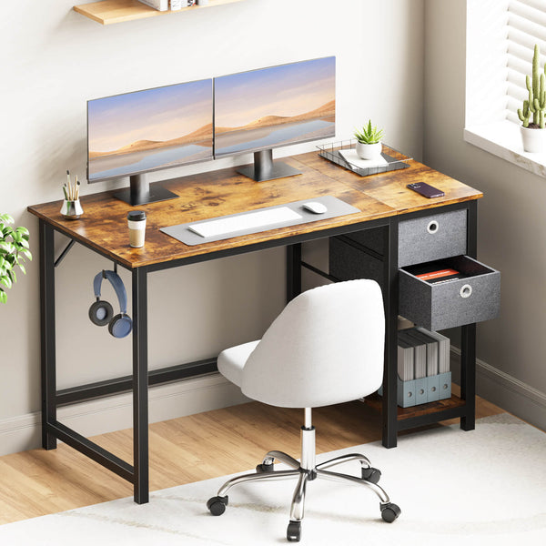 Sweetcrispy Computer Desk with Drawers for Bedroom Playroom