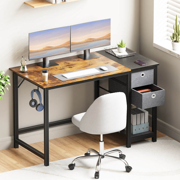 Sweetcrispy Computer Desk with Drawers for Bedroom Playroom