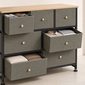 Sweetcrispy Dresser Wooden Top with Storage for Living Room Bedroom