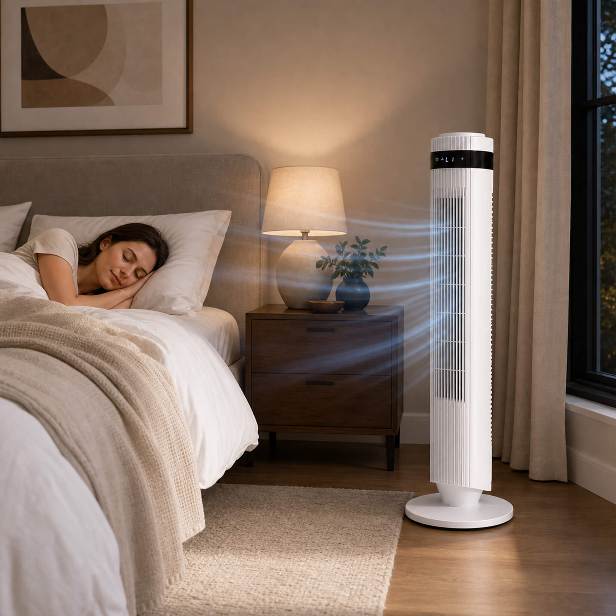 Sweetcrispy Quiet Bladeless Smart Tower Fan for Living Room