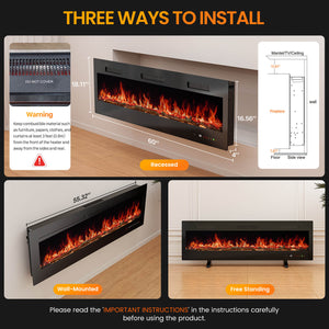 Sweetcrispy Smart Electric Fireplace for Indoor Use