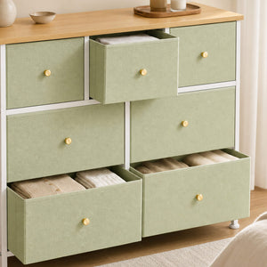 Sweetcrispy Dresser Wooden Top with Storage for Living Room Bedroom