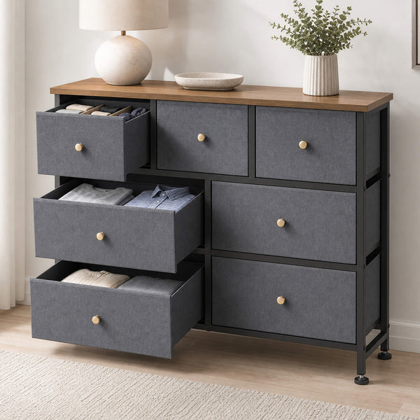 Sweetcrispy Dresser Wooden Top with Storage for Living Room Bedroom