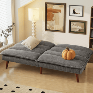 Sweetcrispy Corduroy Convertible Futon Sofa Bed for Living Room & Small Spaces