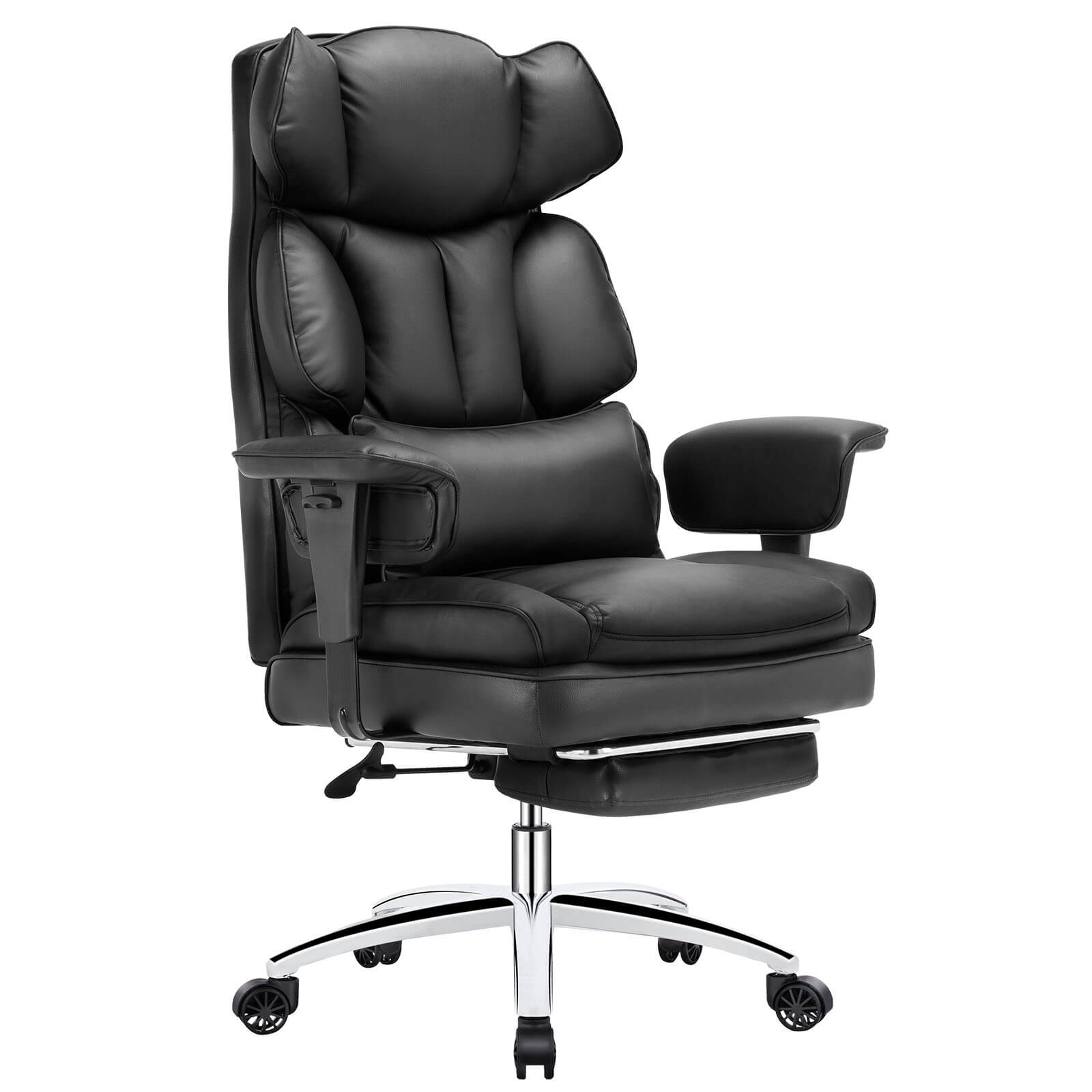 Sweetcrispy Computer Chair Leather with Leg Rest for Office