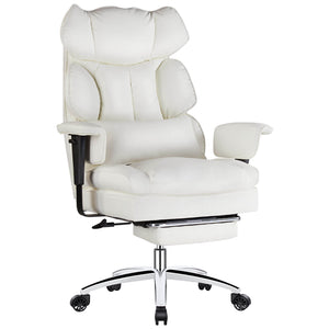 Sweetcrispy Computer Chair Leather with Leg Rest for Office