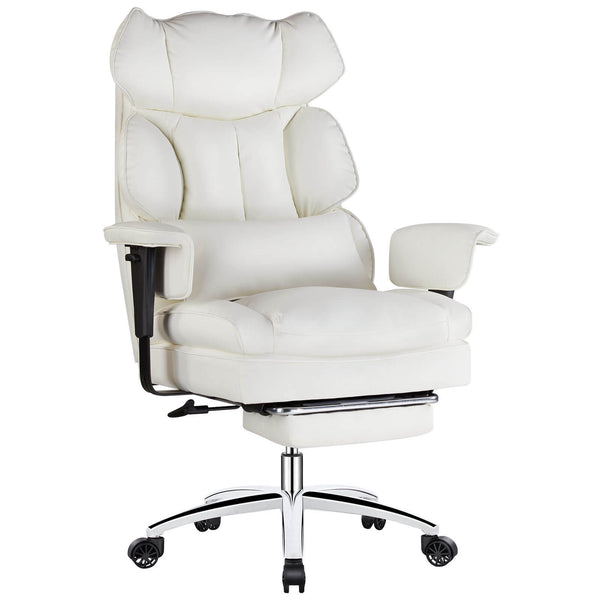 Sweetcrispy Computer Chair Leather with Leg Rest for Office