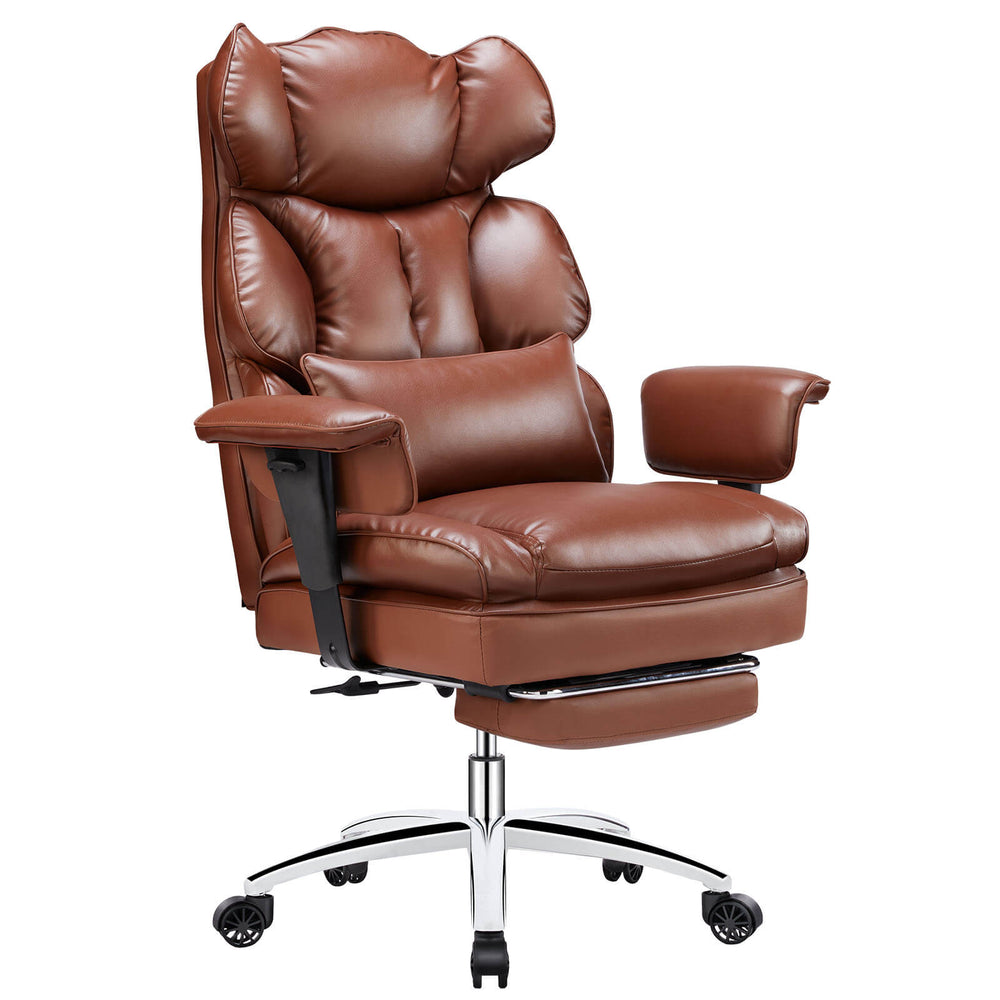 Sweetcrispy Computer Chair Leather with Leg Rest for Office