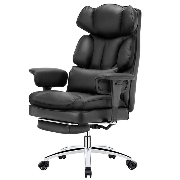 Sweetcrispy Computer Chair Leather with Leg Rest for Office