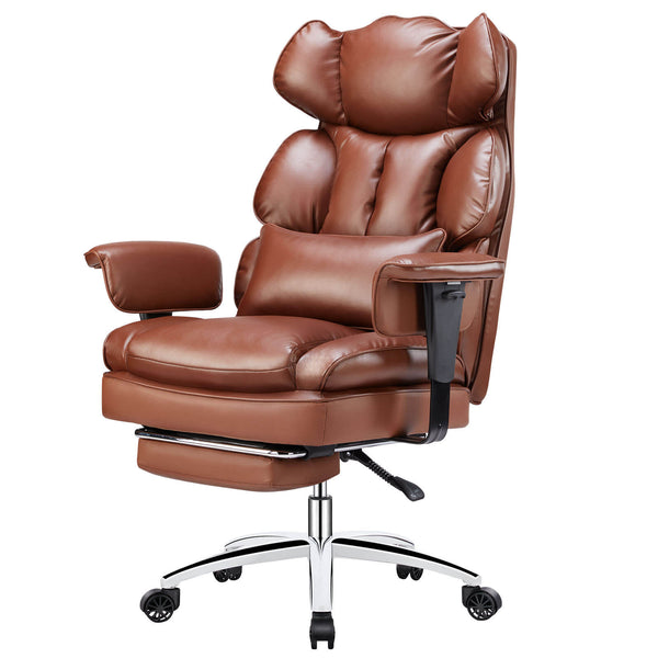 Sweetcrispy Computer Chair Leather with Leg Rest for Office