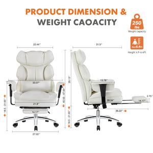 Sweetcrispy Computer Chair Leather with Leg Rest for Office