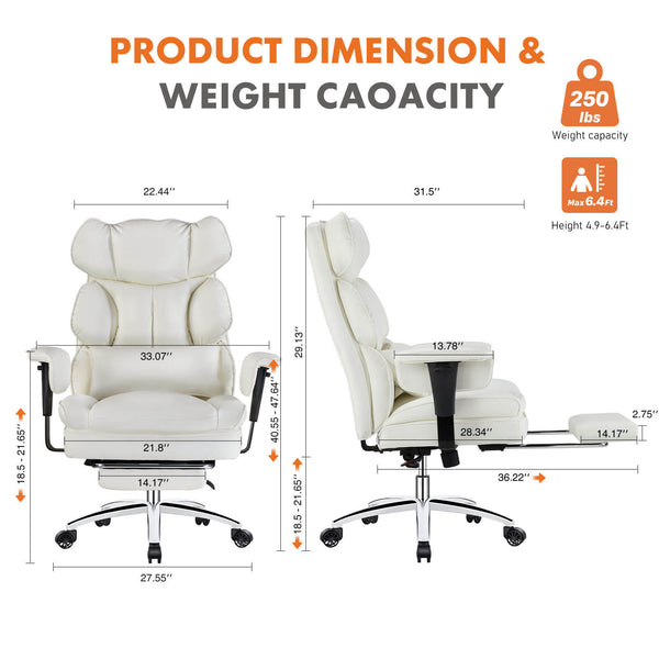 Sweetcrispy Computer Chair Leather with Leg Rest for Office