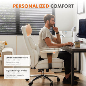 Sweetcrispy Computer Chair Leather with Leg Rest for Office