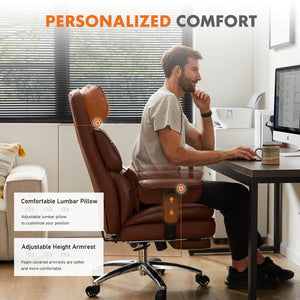 Sweetcrispy Computer Chair Leather with Leg Rest for Office