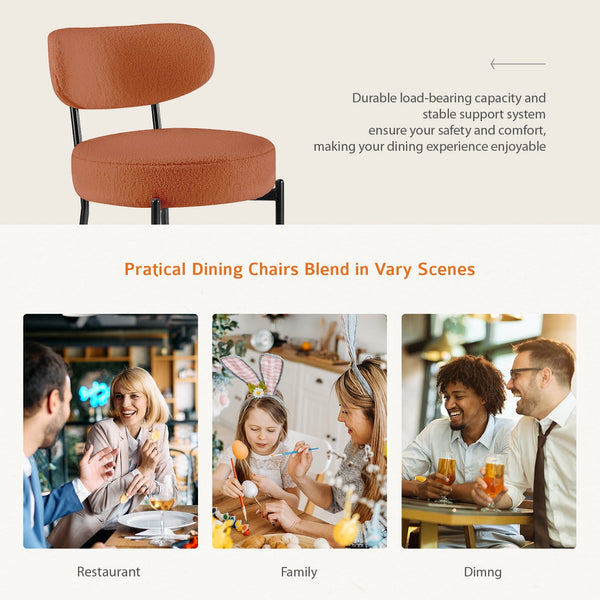 SWEETCRISPY Dining Chairs, Upholstered with Boucle Fabric, Ergonomic Backrest, Matte Black Metal Legs