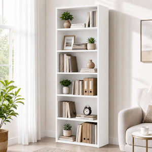 Sweetcrispy Adjustable Bookshelf, Freestanding Bookcase with Storage
