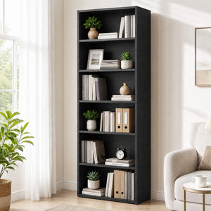 Sweetcrispy Adjustable Bookshelf, Freestanding Bookcase with Storage