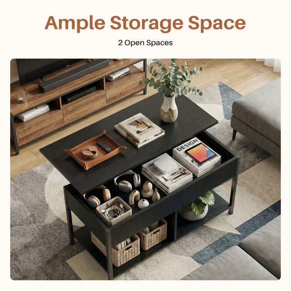 Sweetcrispy Adjustable Lift-Top Coffee Table with Storage for Living Room