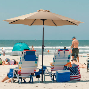 Sweetcrispy Patio Sunshade, 9 Feet with 8 Bones for Patios, Pools