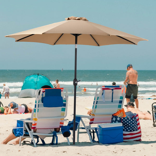 Sweetcrispy Patio Sunshade, 9 Feet with 8 Bones for Patios, Pools