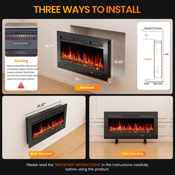 Sweetcrispy Smart Electric Fireplace for Indoor Use
