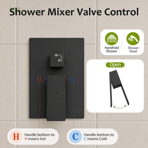 Sweetcrispy 304 Stainless Steel Wall Mount Shower Head and Handle Set, Anti-Rust, 360° Adjustable, Pressure Balanced, Temp Stable, High Flow Luxury Trim Kit‌