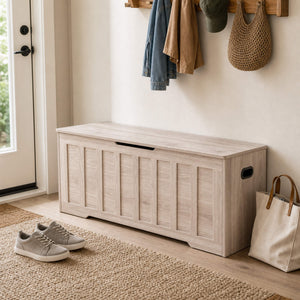 Sweetcrispy Wooden Storage Bench with Soft-Close Lid