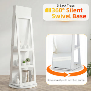 Sweetcrispy 360° Rotating Jewelry Cabinet with Round Rolling Swivel Base, Built-in Bright LED Lights, Large Capacity Space-Saving Vertical Jewelry Armoire