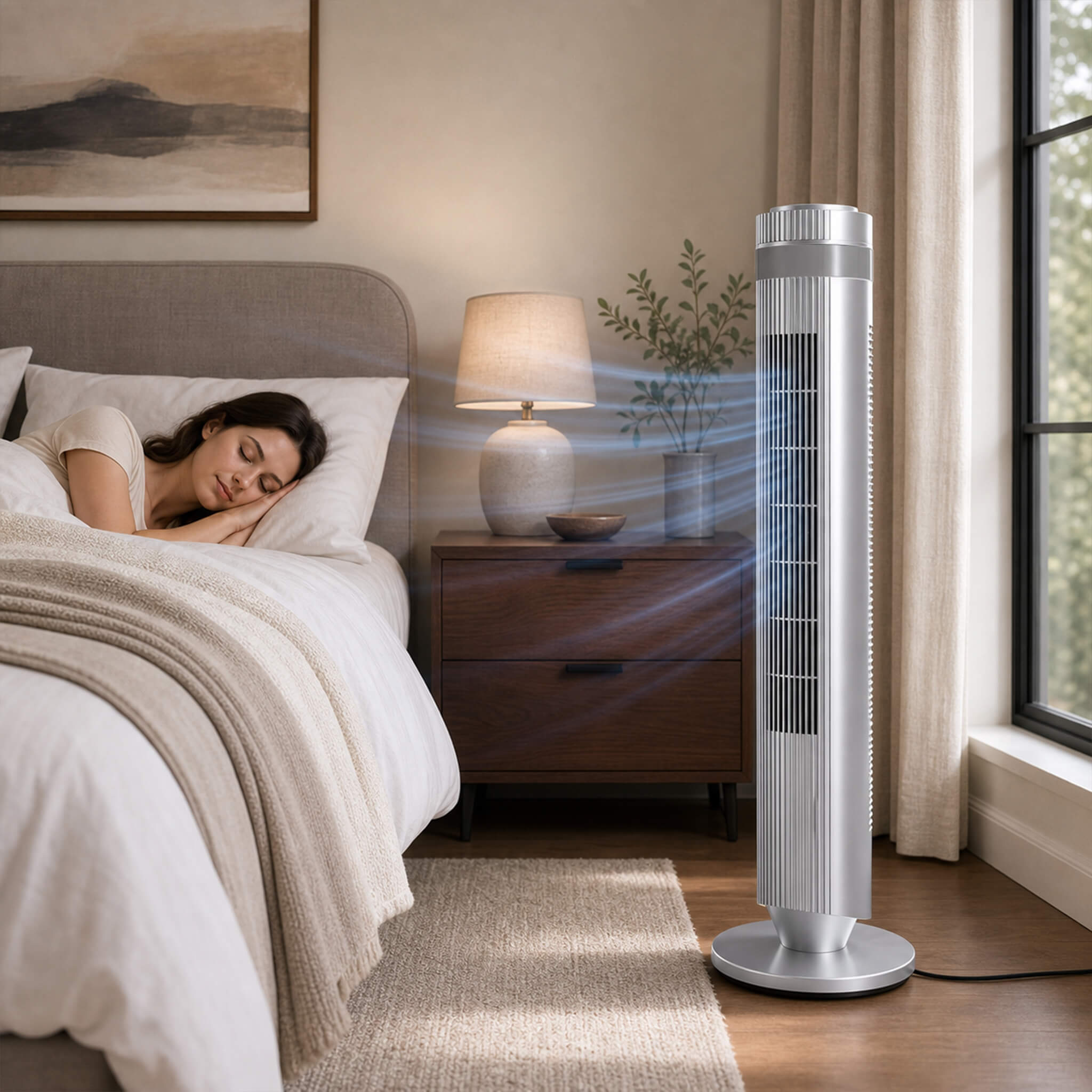Sweetcrispy Quiet Bladeless Smart Tower Fan for Living Room