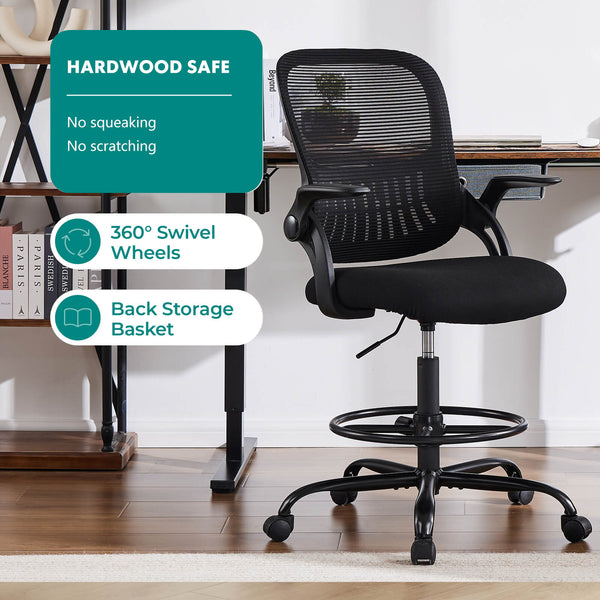 Sweetcrispy Office Chair with Reversible Armrest Lumbar Support