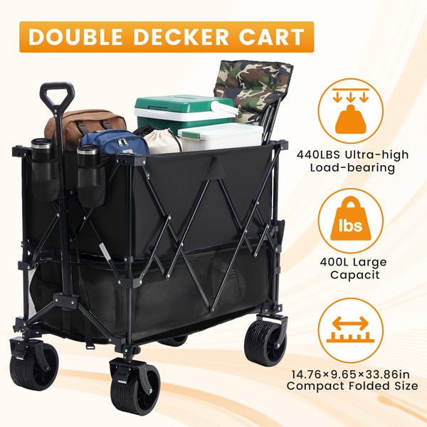 Sweetcrispy HaulMaster 400L Folding Wagon Cart for Camping and Outdoor Use