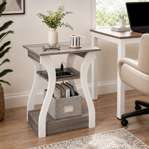 Sweetcrispy 3-Tier End Table with Charging Station for Living Room & Bedroom