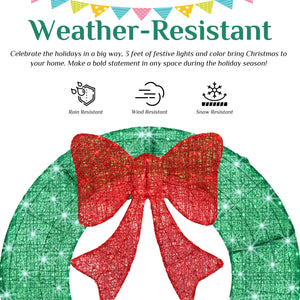 Sweetcrispy Illuminated Christmas Wreath - Outdoor Holiday Decor with Remote