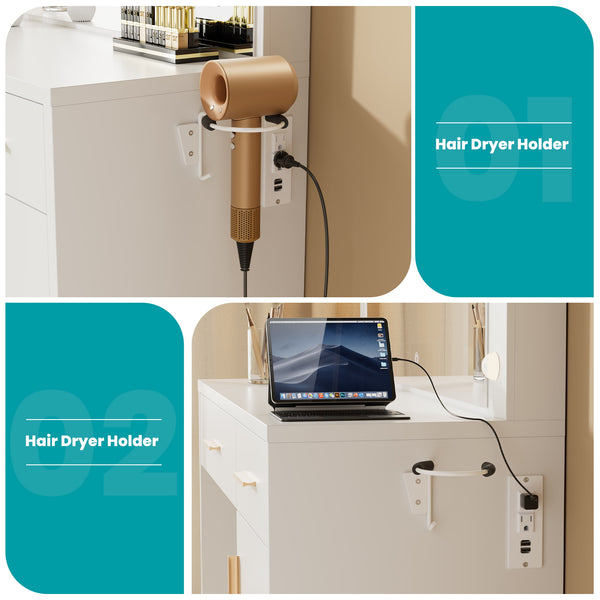 Sweetcrispy Makeup Vanity Desk with Oversized LED Mirror