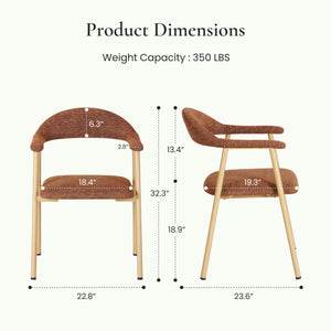 Sweetcrispy Linen-Upholstered Ergonomic Dining Chairs Set of 2