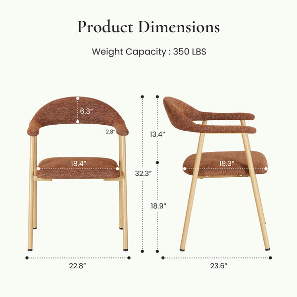 Sweetcrispy Linen-Upholstered Ergonomic Dining Chairs Set of 2