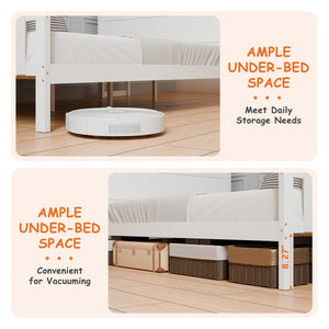 Sweetcrispy Wooden House Bed Frame with built-in Desk for Children, White