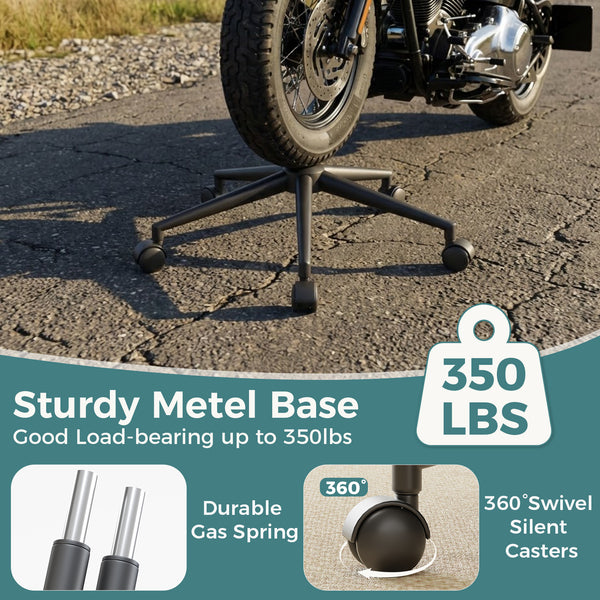 Sweetcrispy Ergonomic PU Upholstered Office Chair with Armrests, Height Adjustable