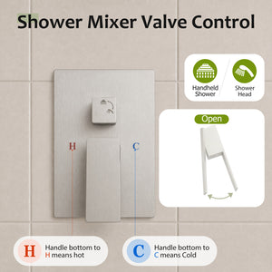 Sweetcrispy 304 Stainless Steel Wall Mount Shower Head and Handle Set, Anti-Rust, 360° Adjustable, Pressure Balanced, Temp Stable, High Flow Luxury Trim Kit‌
