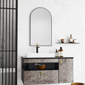 Sweetcrispy Gothic Arched Wall Mirror for Bathroom